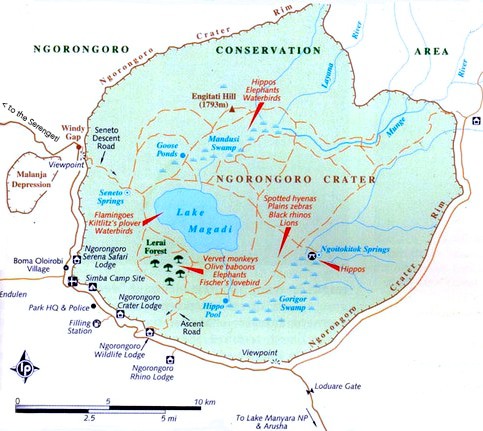 ngorongoro crater map